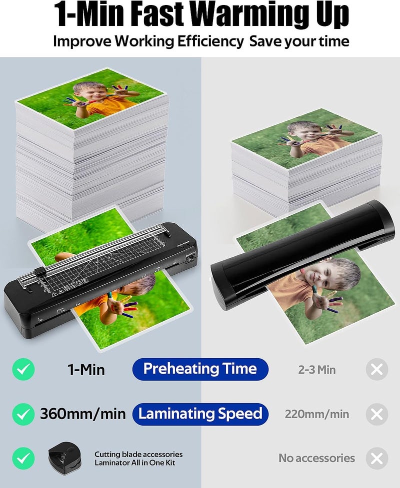 LADISHAN Laminator, A3 Laminator Machine with Built-in Trimmer, 70 Seconds Quick Warm-Up, Cold and Thermal Laminating with 50 Laminating Sheets, Portable Laminating Machine for Home School - Image 2